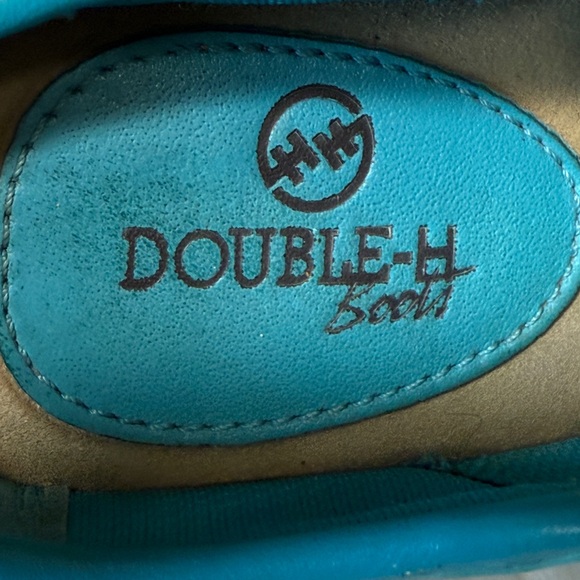 Double H Boots  kids Turquoise Leather Size 11 D Slide-On Clogs Shoes - Picture 3 of 11